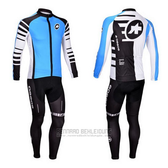 2013 Fahrradbekleidung Assos Azurblau und Shwarz Trikot Langarm und Tragerhose - zum Schließen ins Bild klicken