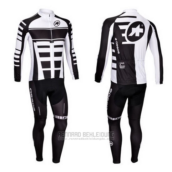 2013 Fahrradbekleidung Assos Wei und Shwarz Trikot Langarm und Tragerhose