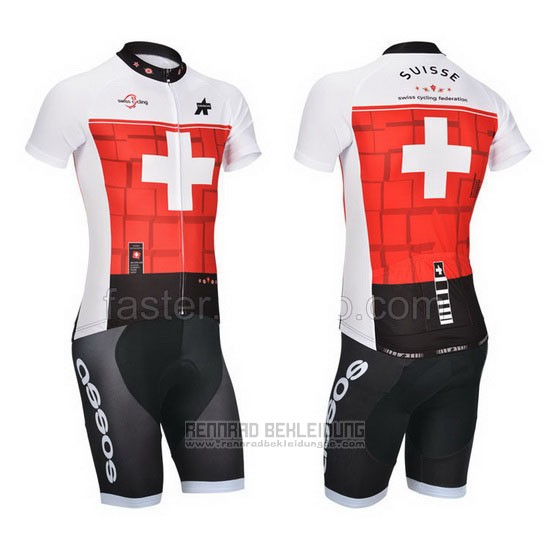 2014 Fahrradbekleidung Assos Wei und Rot Trikot Kurzarm und Tragerhose - zum Schließen ins Bild klicken