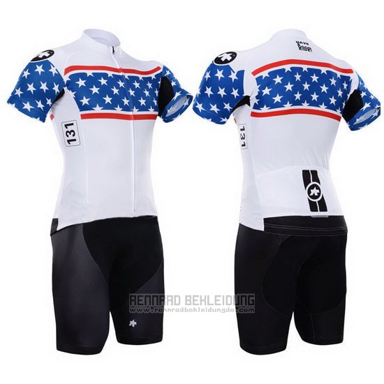 2015 Fahrradbekleidung Assos Wei und Blau Trikot Kurzarm und Tragerhose