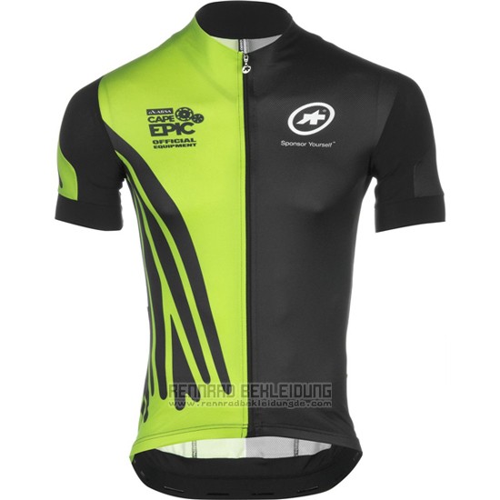 2016 Fahrradbekleidung Assos Shwarz und Grun Trikot Kurzarm und Tragerhose