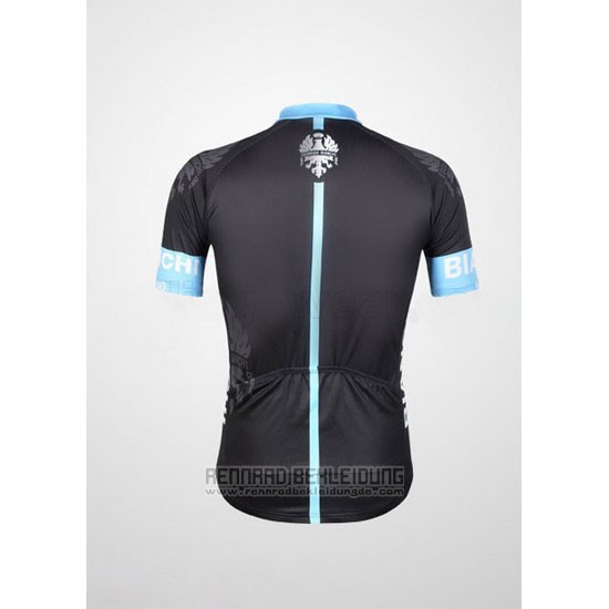 2012 Fahrradbekleidung Bianchi Shwarz und Hellblau Trikot Kurzarm und Tragerhose