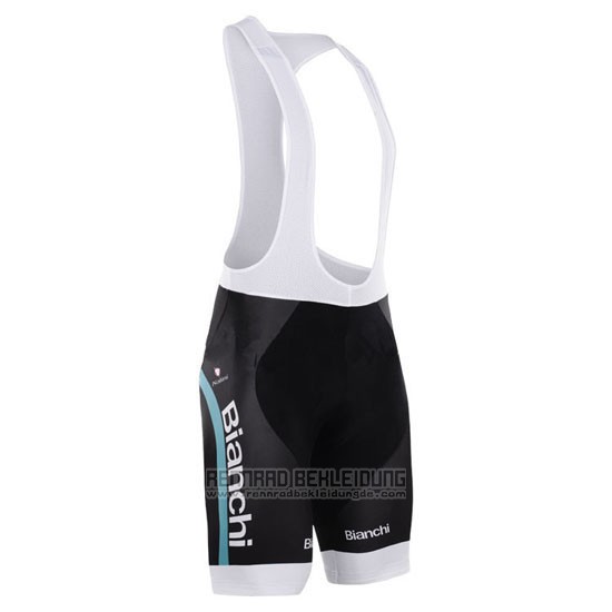 2014 Fahrradbekleidung Bianchi Shwarz und Grun Trikot Kurzarm und Tragerhose