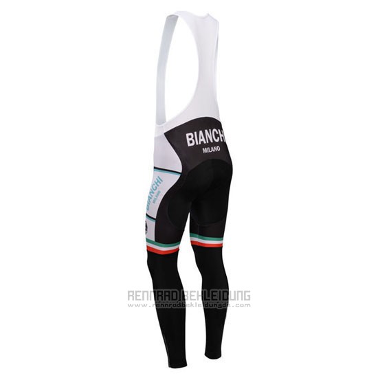 2014 Fahrradbekleidung Bianchi Shwarz und Grun Trikot Langarm und Tragerhose