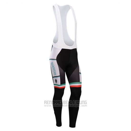 2014 Fahrradbekleidung Bianchi Shwarz und Grun Trikot Langarm und Tragerhose