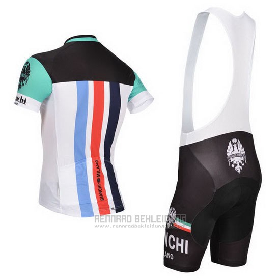 2014 Fahrradbekleidung Bianchi Shwarz und Wei Trikot Kurzarm und Tragerhose