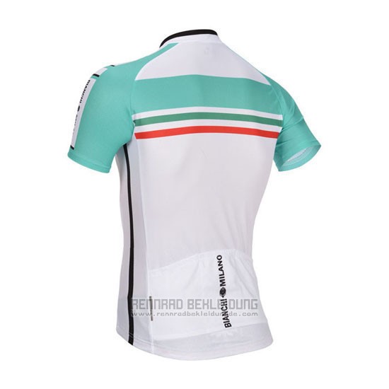 2014 Fahrradbekleidung Bianchi Wei und Grun Trikot Kurzarm und Tragerhose