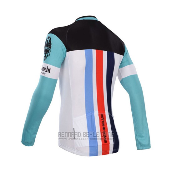 2014 Fahrradbekleidung Bianchi Wei und Grun Trikot Langarm und Tragerhose