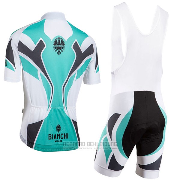 2016 Fahrradbekleidung Bianchi Azurblau und Wei Trikot Kurzarm und Tragerhose - zum Schließen ins Bild klicken