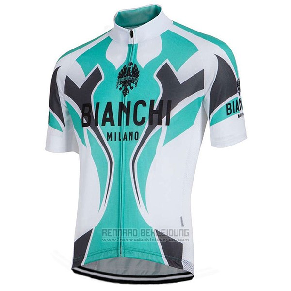 2016 Fahrradbekleidung Bianchi Azurblau und Wei Trikot Kurzarm und Tragerhose