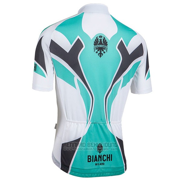 2016 Fahrradbekleidung Bianchi Azurblau und Wei Trikot Kurzarm und Tragerhose