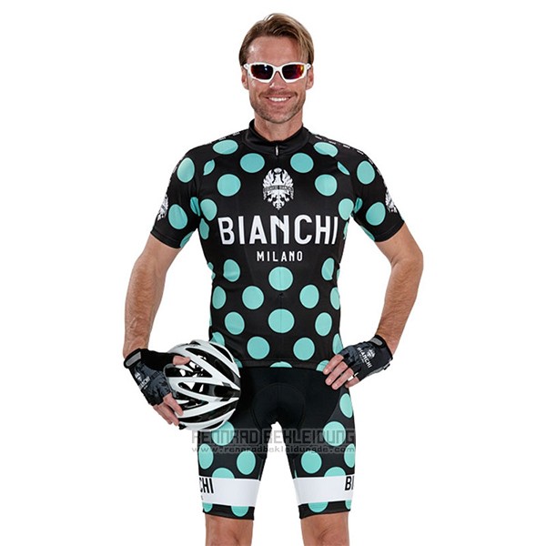 2016 Fahrradbekleidung Bianchi Grun und Shwarz Trikot Kurzarm und Tragerhose - zum Schließen ins Bild klicken