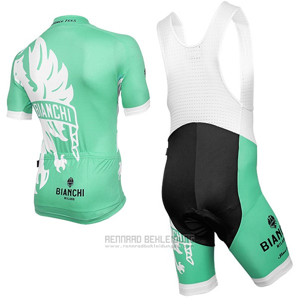 2016 Fahrradbekleidung Bianchi Grun und Wei Trikot Kurzarm und Tragerhose - zum Schließen ins Bild klicken