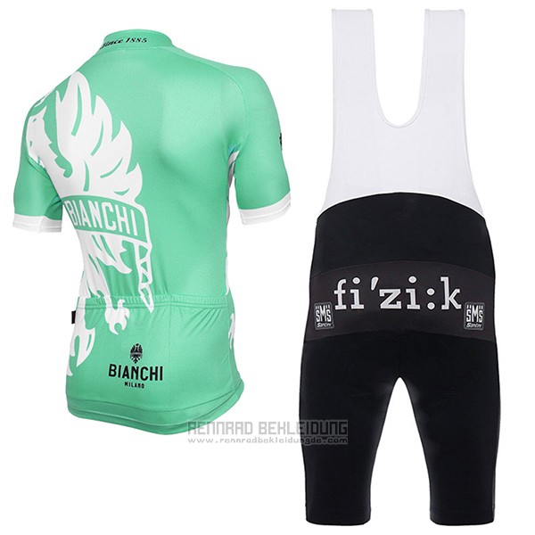 2016 Fahrradbekleidung Bianchi Grun und Wei Trikot Kurzarm und Tragerhose