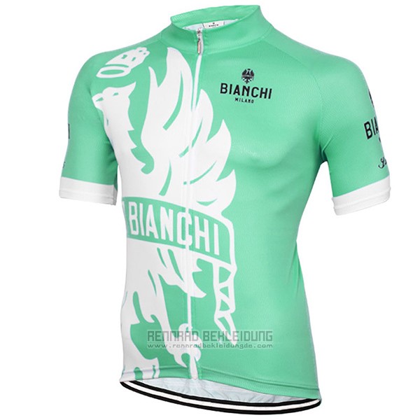 2016 Fahrradbekleidung Bianchi Grun und Wei Trikot Kurzarm und Tragerhose