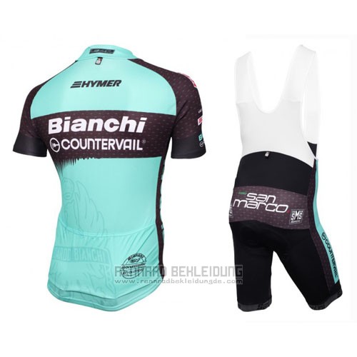 2016 Fahrradbekleidung Bianchi Mtb Hellblau und Shwarz Trikot Kurzarm und Tragerhose