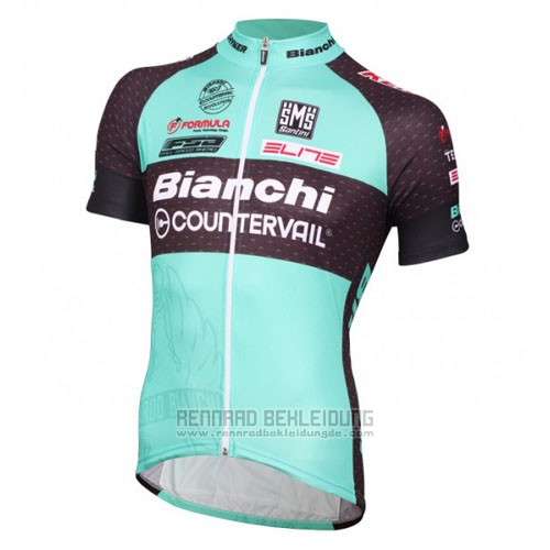 2016 Fahrradbekleidung Bianchi Mtb Hellblau und Shwarz Trikot Kurzarm und Tragerhose