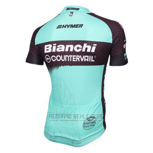 2016 Fahrradbekleidung Bianchi Mtb Hellblau und Shwarz Trikot Kurzarm und Tragerhose