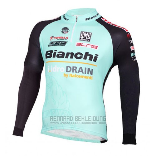 2016 Fahrradbekleidung Bianchi Mtb Ml Shwarz und Grun Trikot Langarm und Tragerhose