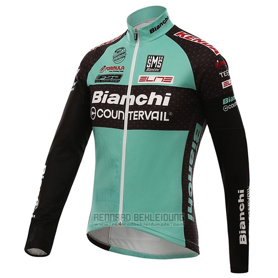 2016 Fahrradbekleidung Bianchi Mtb Shwarz und Grun Trikot Langarm und Tragerhose