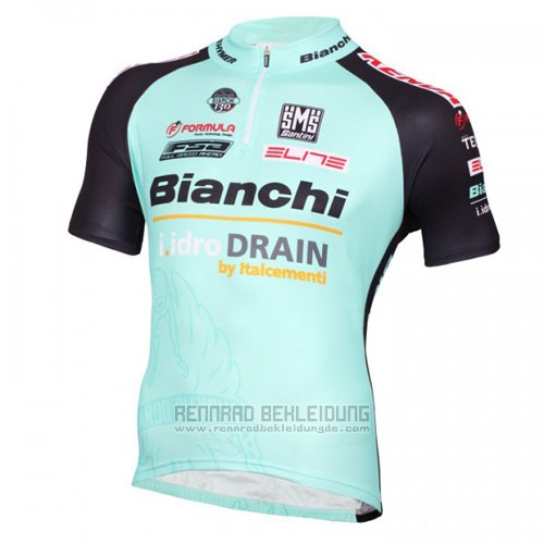 2016 Fahrradbekleidung Bianchi Mtb Shwarz und Hellblau Trikot Kurzarm und Tragerhose