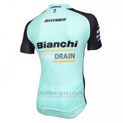 2016 Fahrradbekleidung Bianchi Mtb Shwarz und Hellblau Trikot Kurzarm und Tragerhose