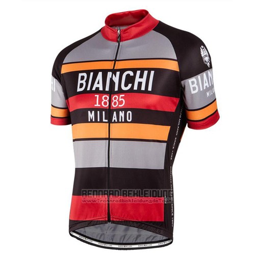 2016 Fahrradbekleidung Bianchi Rot und Orange Trikot Kurzarm und Tragerhose - zum Schließen ins Bild klicken