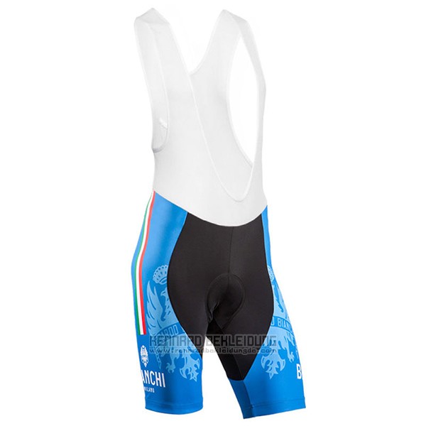 2017 Fahrradbekleidung Bianchi Blau Trikot Kurzarm und Tragerhose