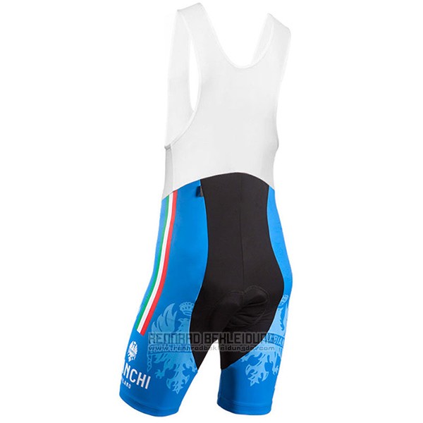 2017 Fahrradbekleidung Bianchi Blau Trikot Kurzarm und Tragerhose