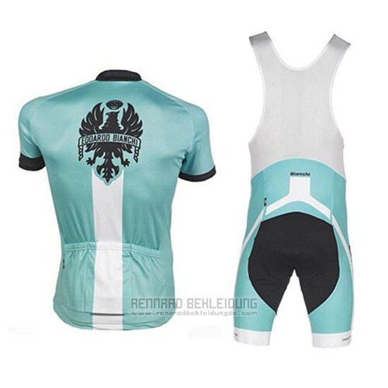 2017 Fahrradbekleidung Bianchi Grun Trikot Kurzarm und Tragerhose