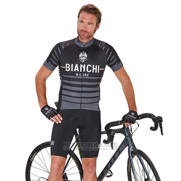 2017 Fahrradbekleidung Bianchi Milano Albatros Grau Trikot Kurzarm und Tragerhose