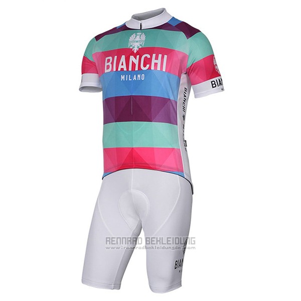 2017 Fahrradbekleidung Bianchi Milano Aviolo Rot Trikot Kurzarm und Tragerhose