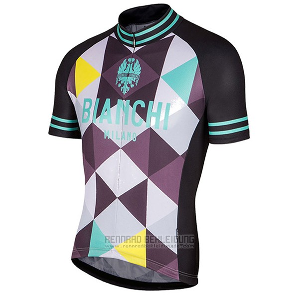 2017 Fahrradbekleidung Bianchi Milano Aviolo Shwarz Trikot Kurzarm und Tragerhose