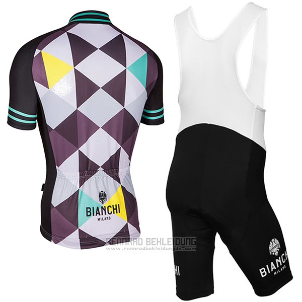 2017 Fahrradbekleidung Bianchi Milano Aviolo Shwarz Trikot Kurzarm und Tragerhose