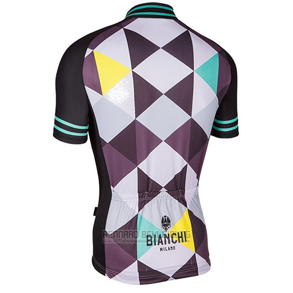 2017 Fahrradbekleidung Bianchi Milano Aviolo Shwarz Trikot Kurzarm und Tragerhose