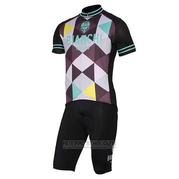 2017 Fahrradbekleidung Bianchi Milano Aviolo Shwarz Trikot Kurzarm und Tragerhose