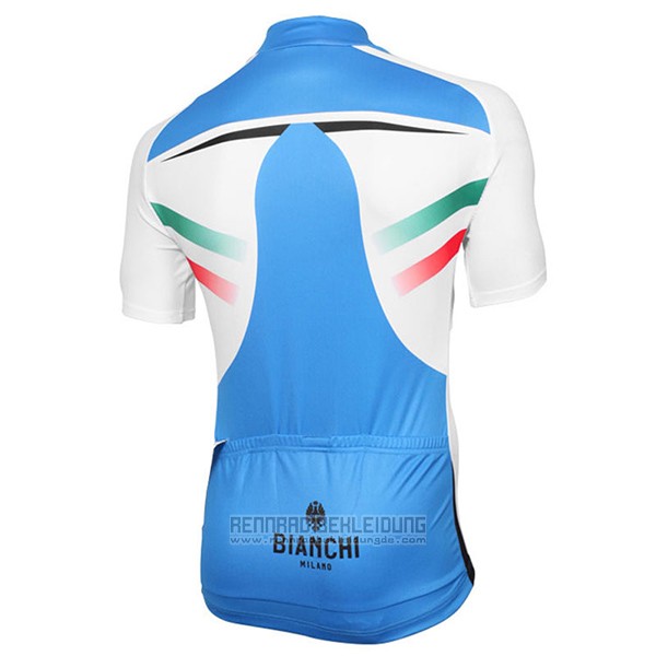 2017 Fahrradbekleidung Bianchi Milano Azurblau und Wei Trikot Kurzarm und Tragerhose - zum Schließen ins Bild klicken