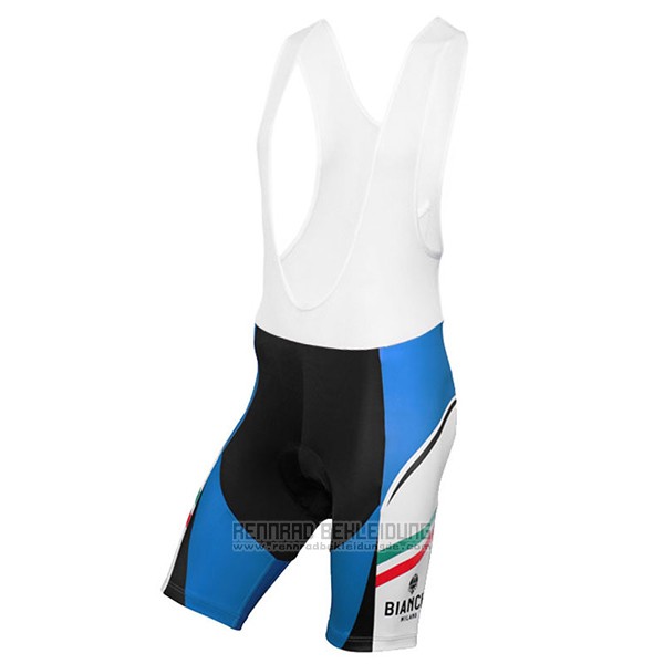 2017 Fahrradbekleidung Bianchi Milano Azurblau und Wei Trikot Kurzarm und Tragerhose