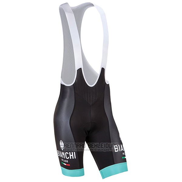 2017 Fahrradbekleidung Bianchi Milano Ceresole Shwarz Trikot Kurzarm und Tragerhose