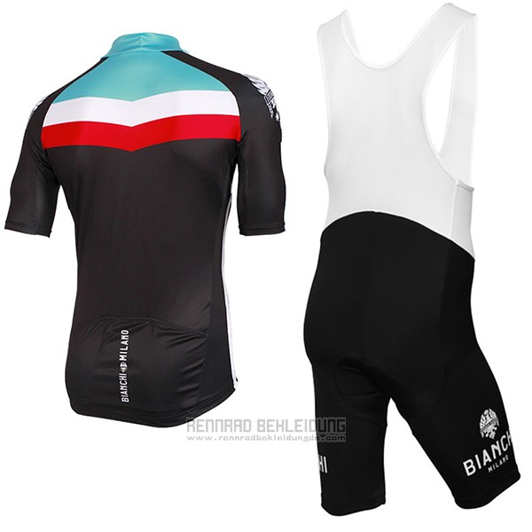 2017 Fahrradbekleidung Bianchi Milano Chorei Shwarz Trikot Kurzarm und Tragerhose