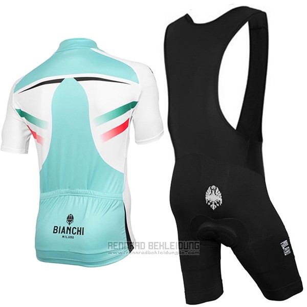 2017 Fahrradbekleidung Bianchi Milano Grun und Wei Trikot Kurzarm und Tragerhose