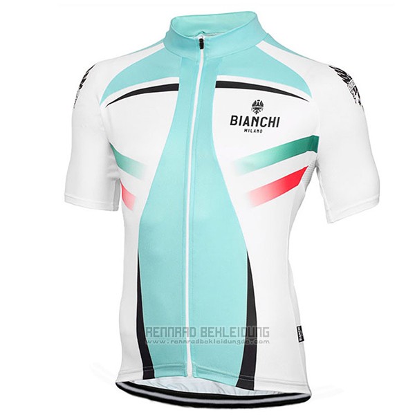 2017 Fahrradbekleidung Bianchi Milano Grun und Wei Trikot Kurzarm und Tragerhose - zum Schließen ins Bild klicken