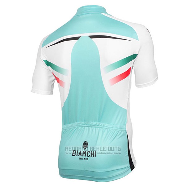 2017 Fahrradbekleidung Bianchi Milano Grun und Wei Trikot Kurzarm und Tragerhose