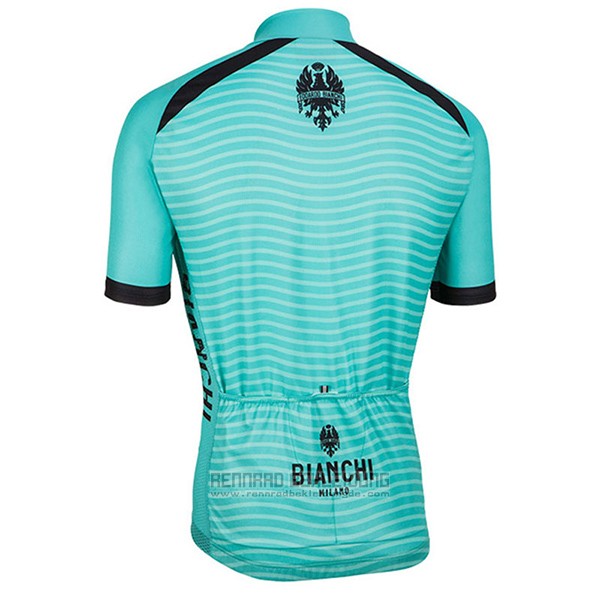 2017 Fahrradbekleidung Bianchi Milano Meja Grun Trikot Kurzarm und Tragerhose