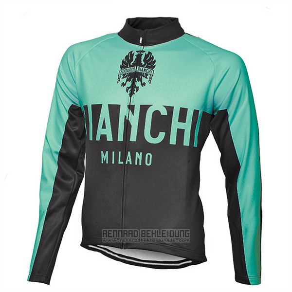 2017 Fahrradbekleidung Bianchi Milano Ml Grun und Shwarz Trikot Langarm und Tragerhose