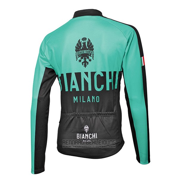 2017 Fahrradbekleidung Bianchi Milano Ml Grun und Shwarz Trikot Langarm und Tragerhose