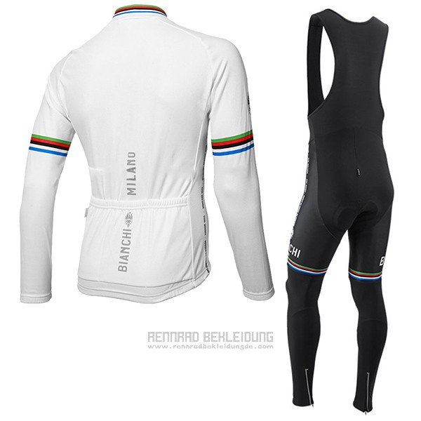 2017 Fahrradbekleidung Bianchi Milano Ml Wei Trikot Langarm und Tragerhose