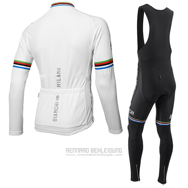 2017 Fahrradbekleidung Bianchi Milano Ml Wei Trikot Langarm und Tragerhose