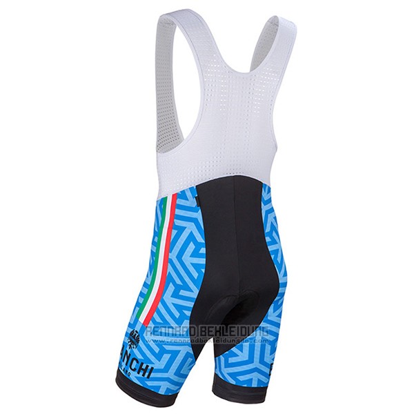 2017 Fahrradbekleidung Bianchi Milano Pontesei Blau Trikot Kurzarm und Tragerhose