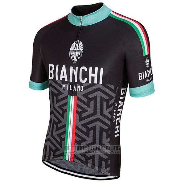 2017 Fahrradbekleidung Bianchi Milano Pride Shwarz Trikot Kurzarm und Tragerhose